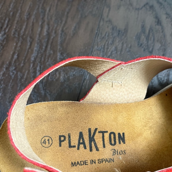 Plakton Bios Red Crisscross Wedge Sandals size 41 US 10 - Picture 5 of 6